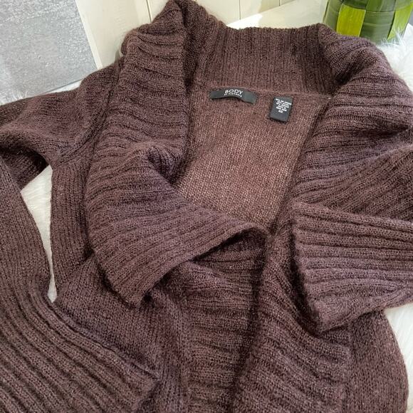 NEW Body by Victoria Mohair Draped Open Weave Shawl Collar Belted Wrap Sweater … - Picture 9 of 16